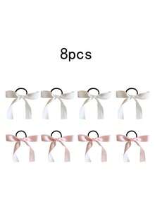 8/16pcs/Set Multifunctional Ribbon Hair Ties, Elegant Bowknot Hair Ties, Stylish Korean Ponytail Hair Accessories, Charming Princess Style Casual Hair Decor, Suitable For Women & Girls Daily Use, Gift & Photography Props ,Ponytail Holders ,Hair Elastics ,Hair Rubber Bands ,Scrunchies ,Hair Rope ,Gifts