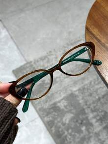 1副女士豹纹猫眼PC镜框纯色全框铆钉时尚平光眼镜 - 彩色 - 查看 10