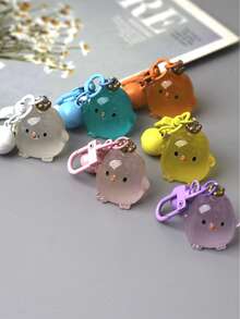 1pc Glow-In-The-Dark Keychain - Cute Chick With, Durable Resin, Cute Birthday Or Valentine's Gift For, Women, Backpack, Purse, Car Keys Charm - Durable Everyday & Party Accessory, Cute Keychain Accessories, Bag Decoration, Playful Design,