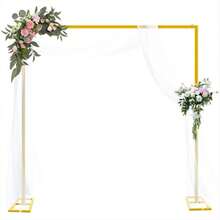 1 Set 300cm*300cm Gold Square Wedding Decoration Frame, Round Tube Square Base Combination Iron Art Sturdy Support Stand, Suitable For Wedding Floral Decor, Balloon Decor, Valentine's Day, Birthday Celebration, Graduation Party Decoration