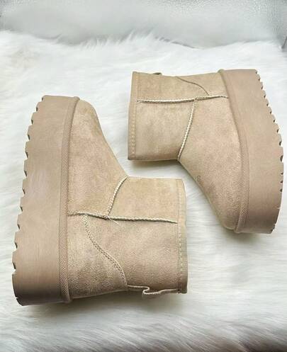 Botas de mujer tipo snow con forro cálido y suela gruesa,Interior forrado que mantiene tus pies abrigados en los días fríos