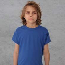 Camiseta Infantil Juvenil Menino 100% Algodão Premium Varias Cores Unissex - Azul Royal - Visão 6