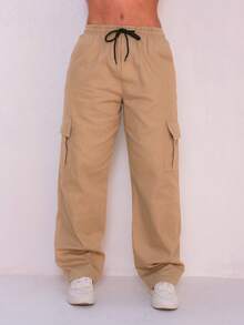 Women Pants - 卡其色 - 查看 4