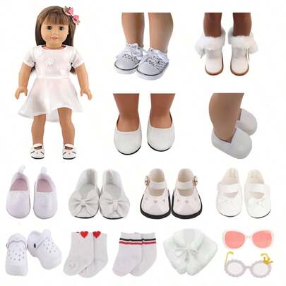 MSYO 1 Set Of 18-Inch Reborn Baby Doll Accessories, Including Eyebrows, Shoes, Bow Shoes, Pointed Toe Shoes, Snow Boots, Cloth Shoes, Slippers, Heart Socks, Striped Socks, Shawl, Glasses - Fashionable And Cute Doll Accessories, Suitable For Holidays, Parties, And Birthday Gifts