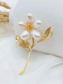 1 pièce Broche de perle, convenant pour le port quotidien des femmes, les fêtes, élégante, vintage, chic, minimaliste, , polyvalente, personnalisée, affinante, généreuse