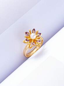 1pc Fashion Ins Style Luxury Brass Alloy Zirconia Star Windmill Decor Rotatable Adjustable Ring, Suitable For Women Daily/Party Wear, Gift For Girlfriend/Bestie - Rotating Windmill Ring - View 13
