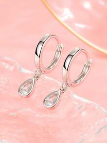 1 pereche elegantă cercei cu zirconiu și picături de apă, potriviți pentru purtare zilnică, cadou de Ziua Îndrăgostiților