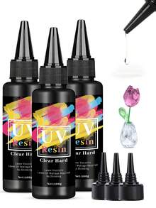 UV 树脂 - 100/200/300g/400g/500g 升级硬质透明 UV 树脂套装，适用于工艺珠宝制作