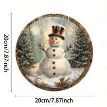 1pc Vintage Snowman Round Sign, Holiday Christmas Wall Decor With Charming Snowman And Winter Scene, Suitable For Home, Cafe, Apartment, Restaurant Or Holiday Gift, Great For Room Decoration
