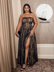Váy đuôi cá chữ A thêu ren cỡ lớn có thể tháo rời của Doriss Exquisite màu đen, váy dạ hội, mùa lãng mạn và cưới, trang phục mùa thu và đông, năm mới, phong cách, phong cách Kim - màu đen - Xem 1