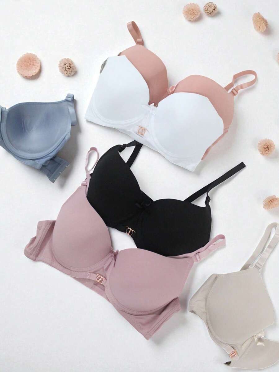 Miss Miriam, Paquete de 3 Sujetadores Copa B, Colores Cálidos, Suaves, Cómodos, Ajustables, Pus Up Discreto - Multicolor - Ver 1