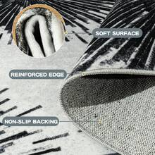 Soft Abstract Area Rug, Non Slip Washable Foldable Modern Rugs For Living Room Bedroom Dining Room Farmhouse Home Office - 黑色 - 查看 9