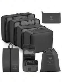 6/7/8/9pcs Travel Packing Cubes, Luggage Organizer Bags, Laundry Bag, Shoe Bag, Multi-Function Compression Packing Cubes, Lightweight Travel Luggage Organizer, Washable Nylon Material, Suitable For Students, Teachers, Travelers