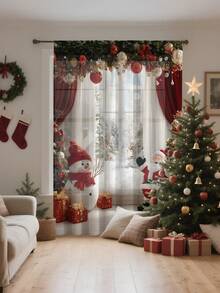 1 Stück Weihnachtskugel & Elementmuster hochwertige dekorative Gardinenstange zum Aufhängen, ganzjährig verwendbar, für Außen, Pavillon, Schlafzimmer, Küche, Büro, Arbeitszimmer, Wohnzimmer - halbtransparenter Vorhang (Stoffgewicht 100g) Wohndekoration Weihnachtsdekorationen Raumdekoration Weihnachtsdekorationen Zuhause - Verschiedenfarbig - Übersicht 10