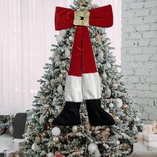 1pc Red Bow Plush Santa Leg Decor - Soft Wool Christmas Ornament For Tree, Home And Window Display - Ideal For Christmas, Wedding, Valentine's Day And Thanksgiving Decoration, Holiday Decor Home Decor Christmas Decorations Room Decor - Red - View 2