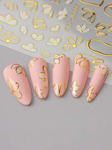 2pcs Orchid Camellia Cherry Blossoms Flower Bronzing Nail Sticker French Metal Ring Floral Wedding Style Self-Adhesive Spring Summer Nail Decals Supplies Nails - Multicolor - View 3