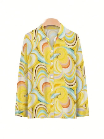 Damset med tryck, 2-delat casual-set, inkluderar tryckt topp och vida byxor