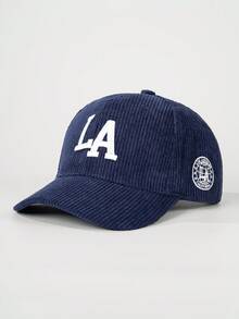 1pc Embroidered LA Front & Side Corduroy Baseball Cap, Outdoor Sun Protection Casual Hat Suitable For Autumn/Winter Outdoor Activities, Travel, Unisex Y2K Style For Young Adults