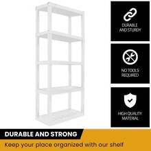 Hyper Tough Plastic Shelf Garage Storage Shelving Unit 5-Tier 75"H X 14"D X 30"W White-500 Lbs Total Capacity