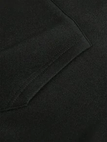 Women's Arabic Letter Print Hooded Sweatshirt - Black Pullover With Pockets, Medium Stretch Fabric Suitable For Daily Casual And Formal Wear - All-Season Women's Clothing, Pocket Design, Loungewear, Urban Fashion, Durable And Long-Lasting - 黑色 - 查看 3