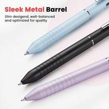 Multicolor Pen In One Sleek Metallic 4 Color Ballpoint Pens Medium Point 1.0mm Retractable Ball Pen With Stylus Tip Journaling Planner Pens For Nursing School Office Supplies 3 Pack Blue - Hồng - Xem 4