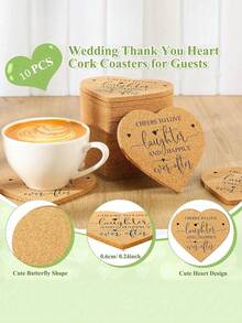 30件/10套婚礼宾客回礼套装，心形杯垫，带收纳袋和感谢卡，适用于婚礼或周年纪念日 - 彩色 - 查看 5