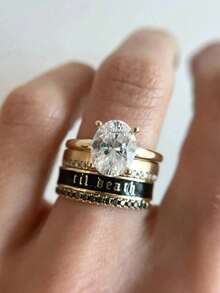 1 pieza Anillo de banda de esmalte negro de 4 mm de ancho "Hasta la muerte" para mujeres y hombres, anillo de alianza de boda y compromiso de aleación de cobre, anillo apilable, regalo de aniversario, cumpleaños y Día de San Valentín