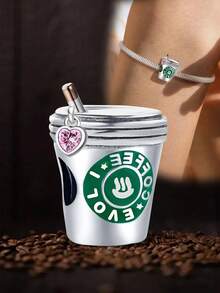 1件圣诞咖啡馆系列串珠配饰，适合女士手链、手镯DIY饰品制作及日常穿搭搭配，适合女孩佩戴 - 咖啡 - 查看 6