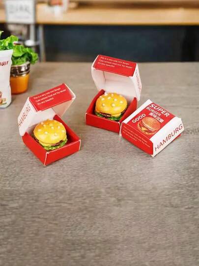 1 set Mini réaliste mignon accessoire de décoration de hamburger, accessoires de maison de poupée petit jouet de nourriture de hamburger, artisanat de résine DIY miniature réaliste hamburger, pizza, crème accessoires pour pinces à cheveux, coques de téléphone, chaussures, décoration de vêtements, accessoires de maison de poupée 1:12 pour scène de prise de vue, construction de cuisine miniature, décoration de modèle de supermarché