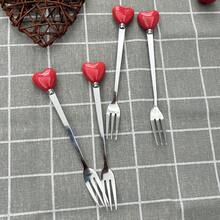1/4/10件組心形手柄不鏽鋼餐具套組,包含甜點匙、咖啡匙、小匙、小叉與水果叉,適用於咖啡攪拌、水果與甜點食用 - 彩色 - 查看 14