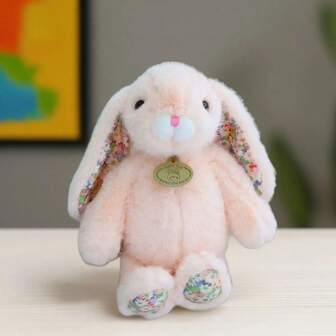 1 件可爱垂耳兔毛绒玩具，花卉兔子玩偶，乡村兔子毛绒动物，书桌装饰，沙发配件，复活节兔子，圣诞节生日礼物