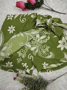 Women's Solid Color Shorts - Flower Green - View 2
