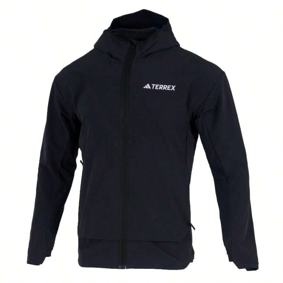 Adidas 黑色连帽夹克,MT SOSH JA 梭织面料,都市户外运动服,简约休闲通勤装,IX1490 - 黑色 - 查看 1