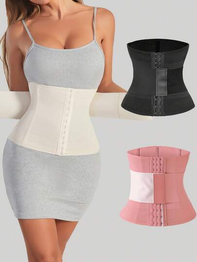 1pc Solid Color Polyester Fiber Running Shaping Sports Breathable Adjustable Postpartum Waist Trainer Belt For Women, Suitable For All Seasons