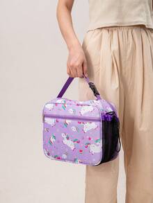 1PC Color Cartoon Printed High-Value And Large Capacity Insulated Lunch Bag, Portable Hand-Held One Shoulder Cross Body Insulated Bag With Shoulder Strap, Fresh-Keeping Ice Bag, Lunch Box And Bento Bag, Suitable For Work And Outdoor Activities - Multicolor - View 1