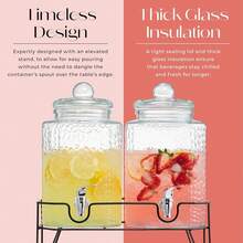 Style Setter Beverage Dispenser W/Stand (Set Of 2), 1.5 Gallon Large Countertop Glass Drink Dispenser W/Spigot, Party Drink Dispenser For Sweet Tea Lemonade Punch Water, Juice Dispensers For Parties