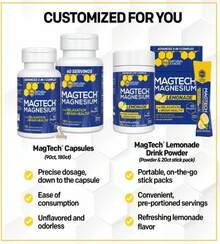 MagTech Magnesium Complex - 3 Forms Of Magnesium: Magtein L-Threonate, Glycinate &Amp; Taurate - 200mg Chelated Magnesium Supplement - Supports Relaxation &Amp; Brain Health - 90 Capsules - Flavor NameC - 查看 6