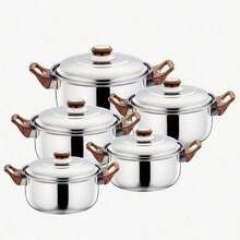 5 piezas Juego De Ollas De Sopa De Acero Inoxidable - Plateado - Ver 1