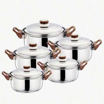 5 piezas Juego De Ollas De Sopa De Acero Inoxidable