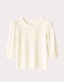 Women's 3/4 Sleeve Casual Blouse With Cotton Touch, Zero Transparency, Elegant Fit, Round Neck - 紅色 - 查看 6