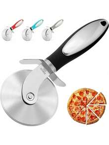 Pizza Cutter Wheel, Stainless Steel Slicer,  Sharp Funny Classic Cutters, Kitchen Gadget With Finger Guard Protects, For Pizza Lovers For Easy Dishwasher Cleaning - màu đen - Xem 1