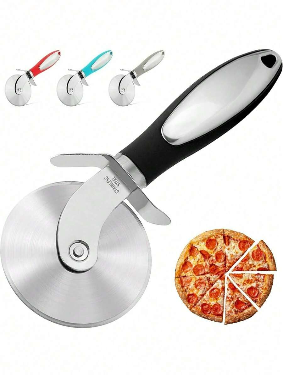 Pizza Cutter Wheel, Stainless Steel Slicer,  Sharp Funny Classic Cutters, Kitchen Gadget With Finger Guard Protects, For Pizza Lovers For Easy Dishwasher Cleaning - màu đen - Xem 1