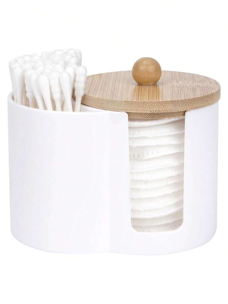 Bathroom Vanity Wet Wipes Storage Box With Cover, Includes Round Makeup Pads And Wet Wipes Rack; Bathroom Accessories Include Wet Wipes Storage Box, Round Makeup Pads, Toothpick Holders. - Multicolor - View 1