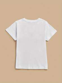 Girls Cute Round Neck 'It's My Birthday' Graphic Short Sleeve T-Shirt Casual Tee Tops Summer Children Clothing - 白色 - 查看 2