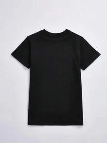 Girls Cute Round Neck 'It's My Birthday' Graphic Short Sleeve T-Shirt Casual Tee Tops Summer Children Clothing - 黑色 - 查看 2