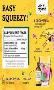 Wild &Amp; Organic Echinacea Goldenseal Liquid Drops - Immune Support Supplement W_Goldenseal Echinacea Root Extract - Vegan, Sugar &Amp; Alcohol-Free Tincture - 2 Fl Oz - Flavor NameA - 查看 3