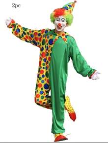 2pcs /Festival Clown Costumes, Themes Include Halloween, Christmas, New Year. Various Festival Carnival, Game, Masquerade Party Performance Costumes. - Purple Yellow Green - View 4