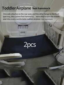 2 piezas Reposapiés de avión, cama de viaje, hamaca de pie de avión con diseño antideslizante, extensor de asiento de avión, accesorios portátiles de viaje en avión, hamaca portátil de avión para uso en oficina, avión y hogar, extensor de asiento de avión, regalo de Navidad, Halloween, Día de Acción de Gracias
