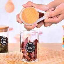 12packs  Glass Storage Containers With Lids, Glass Jars With Lids, Clear Food Jar, Square Canister , Pantry Organizers And Storage For Cookie Flour Oat Pasta Tea Coffee Bean (Round) - Vòng tròn trong suốt 12 - Xem 8