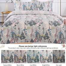 Twin/Full/Queen/King Quilt Set, 3 Piece Floral Bedding Set Microfiber Bedspread Coverlets For Beds - Bunga Biru - View 6